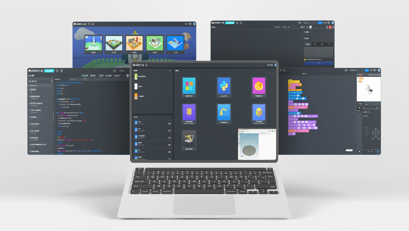 越疆,越疆科技,越疆機器人,DOBOTLAB人工智能教育平臺,AI教育,機器人教育平臺,機器人教育云平臺,實訓平臺、七大功能模塊   多樣化教學場景